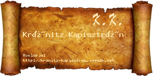Kránitz Kapisztrán névjegykártya